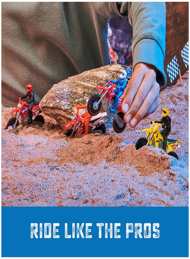 Supercross, Authentic 5-Pack of 1:24 Scale Die-Cast Motorcycles with Rider Figure, Toy Moto Bike for Kids and Collectors Ages 3 and up - Image 5